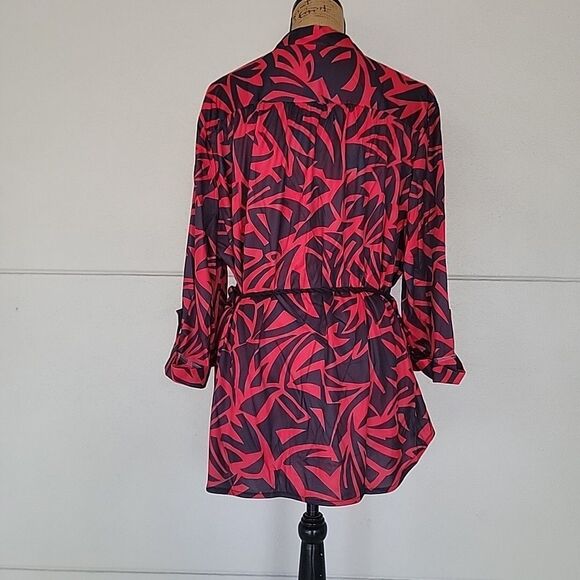 NOS Vintage 70s Maggie Sweet Shirt Blouse Tunic, Black And Red Print, L - Picture 6 of 10
